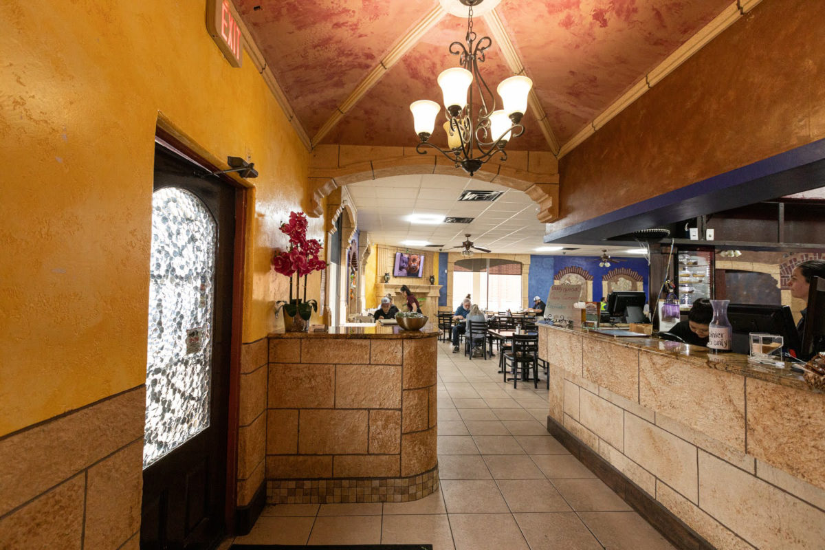 Restaurant interior, main entrance